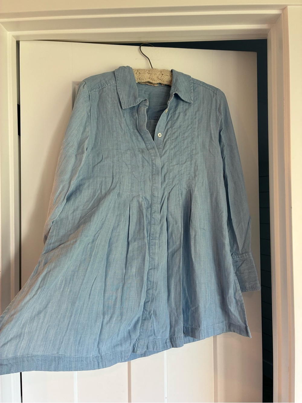 Soft Surroundings Light Blue Button-Up Tunic Shirt soft Lyocell oversized medium